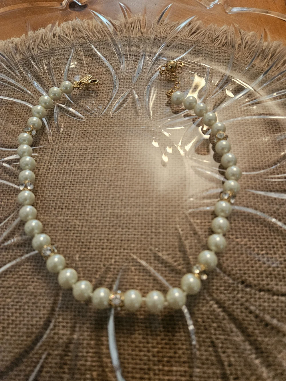 kate spade Pearl Bead Necklace in Cream with Gold Accents
